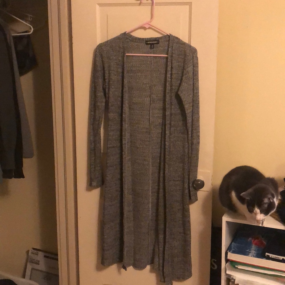 Long sleeved long cardigan grey